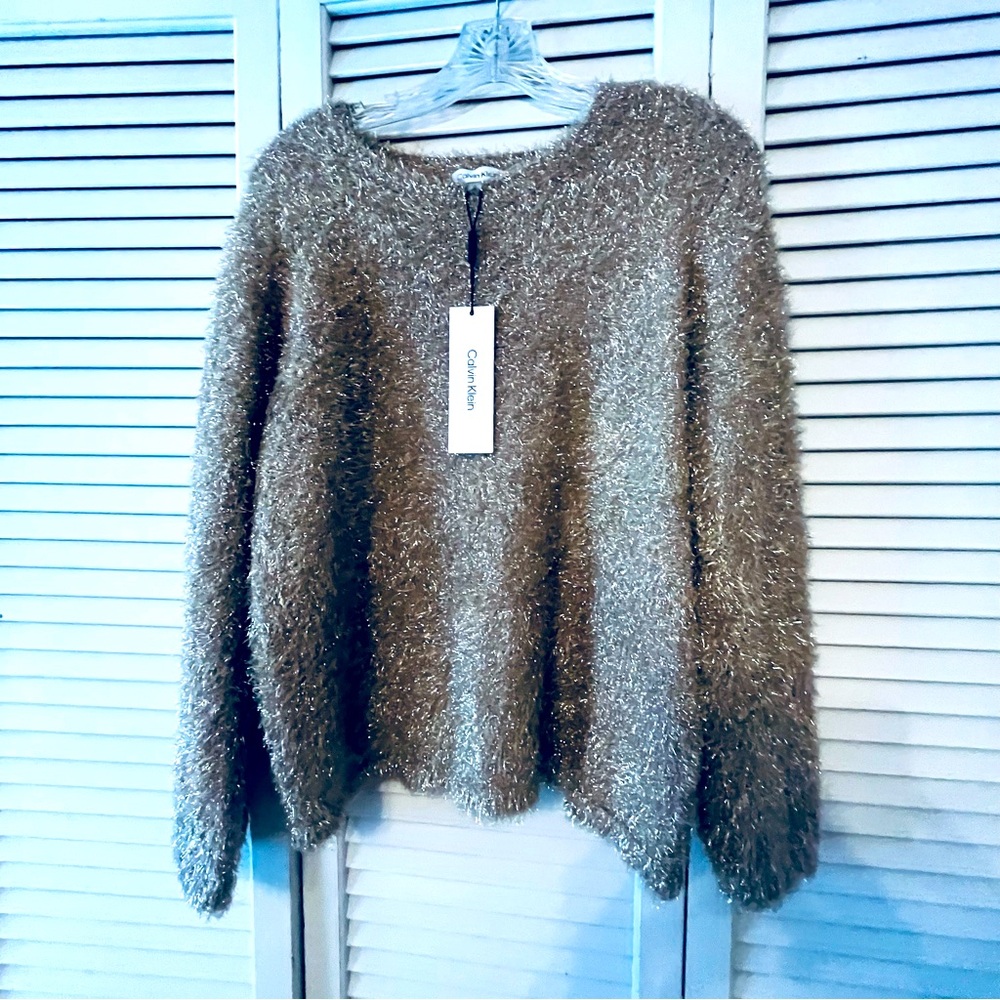 Sz L Calvin Klein Metallic gold sweater.